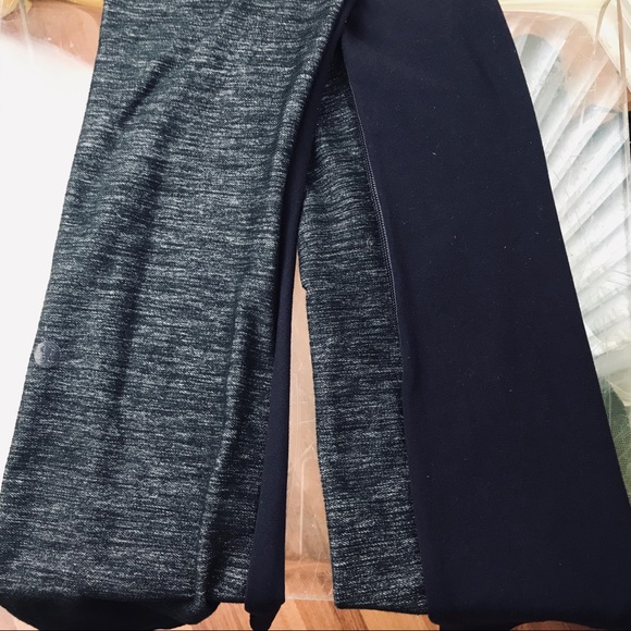 Lululemon Barre Pulse Pant Flare Two Fabrics Block Denim Plum Stretch High Waist - Picture 9 of 16